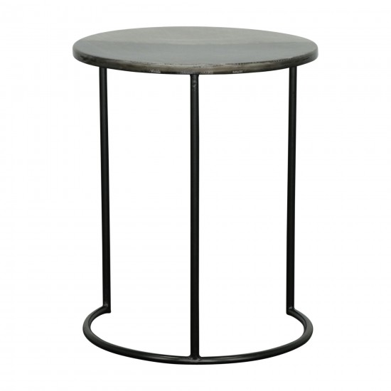 Metal, S/2 22/24" Round Side Tables, Black Pearl