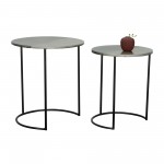 Metal, S/2 22/24" Round Side Tables, Black Pearl