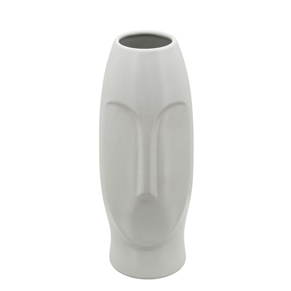 14"h Face Vase, White