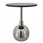 22" Metal Side Table W/ Orb Base, Nickel
