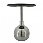 22" Metal Side Table W/ Orb Base, Nickel