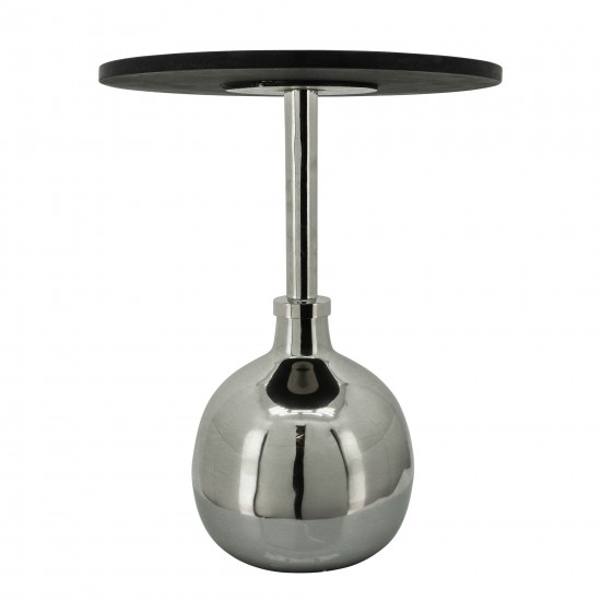 22" Metal Side Table W/ Orb Base, Nickel