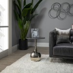 22" Metal Side Table W/ Orb Base, Nickel