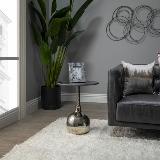 22" Metal Side Table W/ Orb Base, Nickel