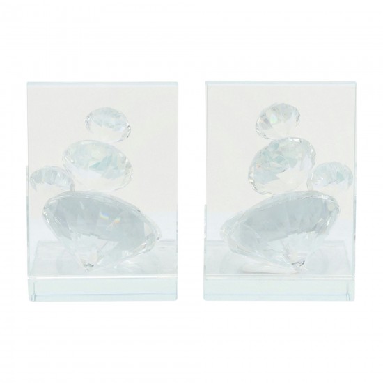 S/2 Crystal Diamond Bookends