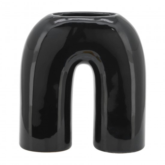 Cer, 8" Horseshoe Vase, Black