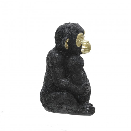 Polyresin 9" Monkey Figurine, Black