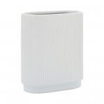 Cer, 8"h Ridged Vase, White