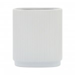 Cer, 8"h Ridged Vase, White