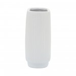 Cer, 8"h Ridged Vase, White