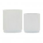 Cer, 8"h Ridged Vase, White