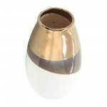 Cer, 10"h 2-tone Vase, Gold/white