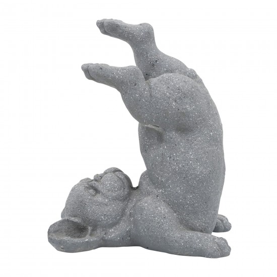 Resin, 14"h Yoga Dog, Gray