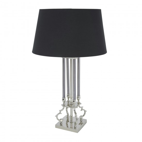 Brass 38" Column Table Lamp, Silver
