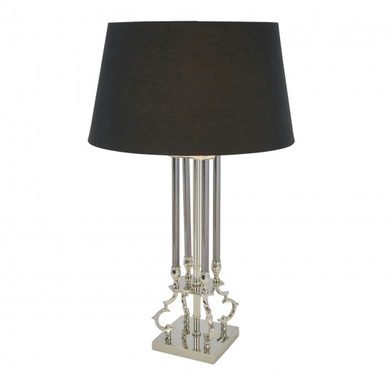 Brass 38" Column Table Lamp, Silver