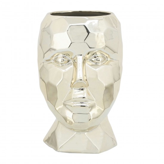 Porcelain, 6" Dia Face Vase, Gold