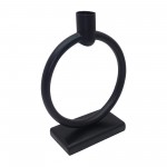 Metal,7"h, Circle Taper Candle Holder,black