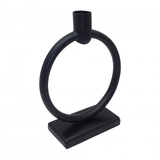 Metal,7"h, Circle Taper Candle Holder,black