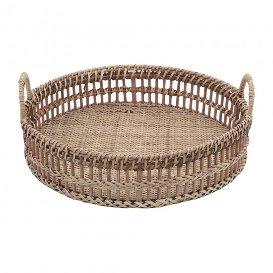 S/2 12/14" Rattan Trays, Natural
