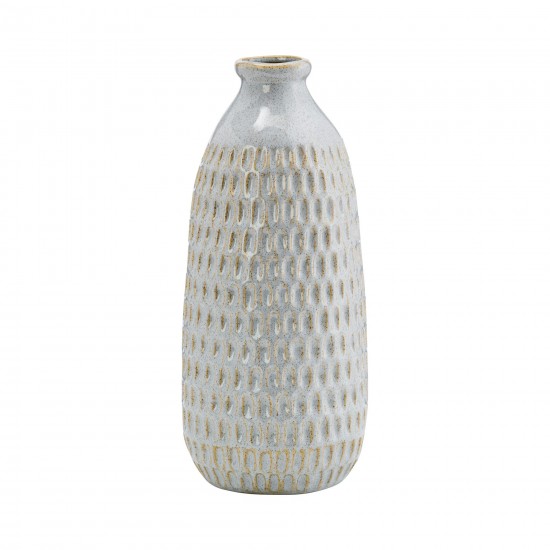 Cer, 12" Dimpled Vase, Oatmeal