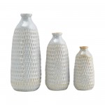 Cer, 12" Dimpled Vase, Oatmeal