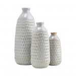 Cer, 12" Dimpled Vase, Oatmeal