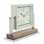 Metal/wood, 12x10 Square Table Clock, Silver