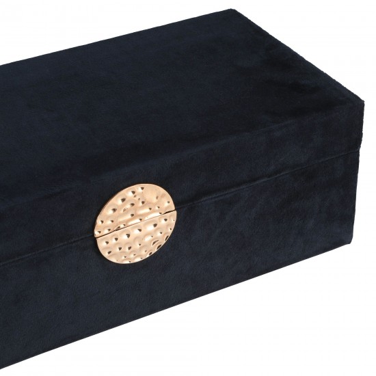 Wood, S/2 10/12" Box W/ Medallion, Navy/gold