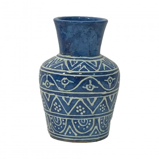 Terracotta,10"h Vase, Blue