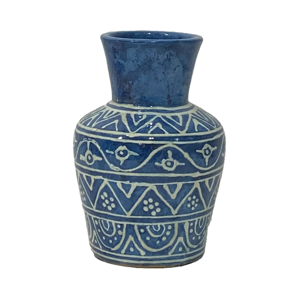 Terracotta,10"h Vase, Blue