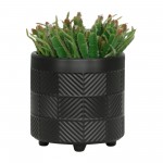 S/2 6/8" Textured Planters, Matte Black