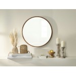 Wood, 32" Round Mirror, Brown Wb