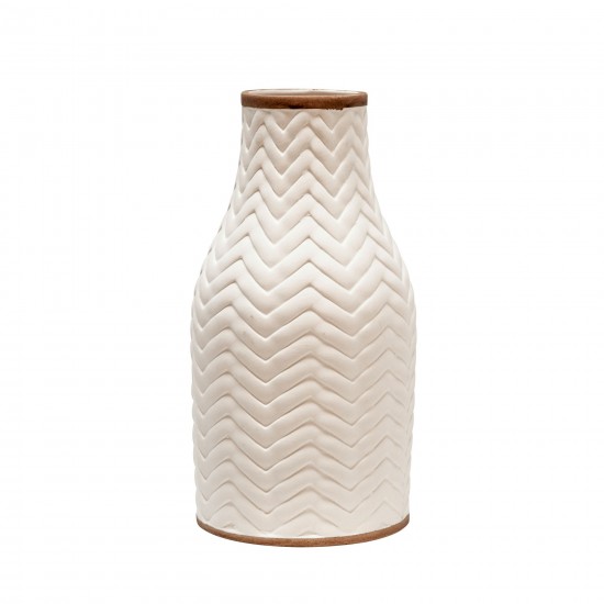 10" Chevron Vase, White