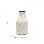 10" Chevron Vase, White