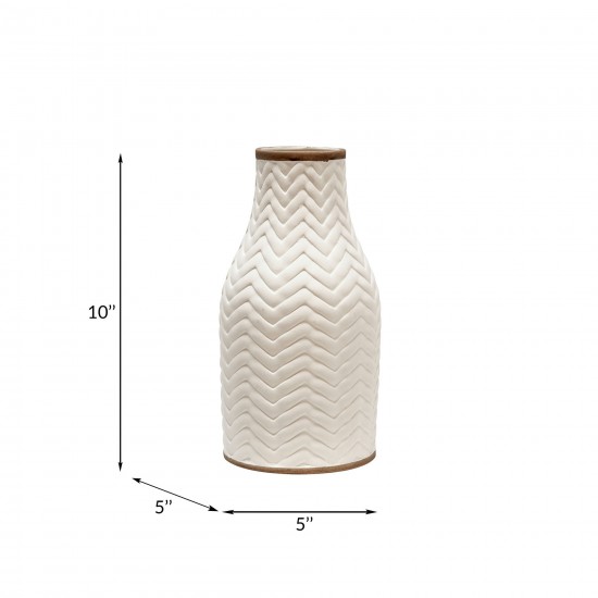 10" Chevron Vase, White