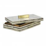 Bone 9" Rectangular Box, Light Gray/gold