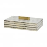 Bone 9" Rectangular Box, Light Gray/gold