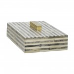 Bone 9" Rectangular Box, Light Gray/gold