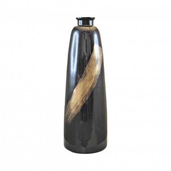 Glass, 29" 2-tone Vase, Black/gold