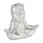 Resin 7" Yoga Lion, Silver