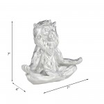 Resin 7" Yoga Lion, Silver