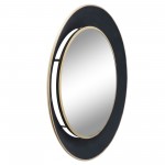 Metal 35" Round Mirror W/ Goldrim, Black