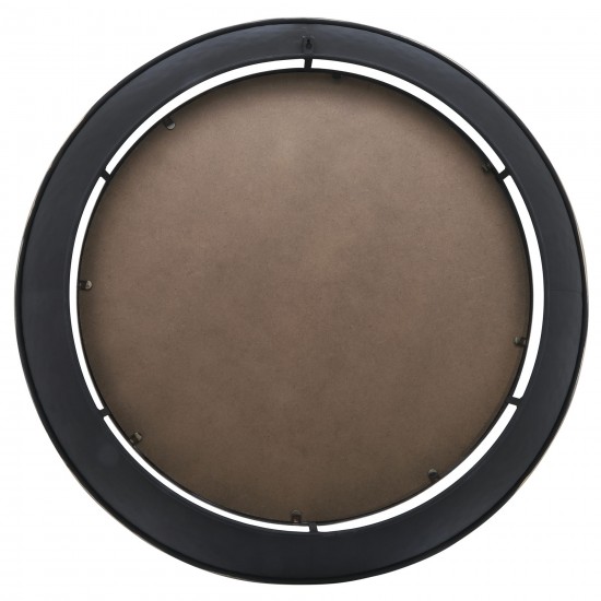 Metal 35" Round Mirror W/ Goldrim, Black