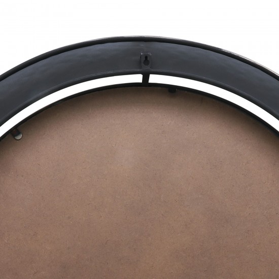 Metal 35" Round Mirror W/ Goldrim, Black