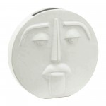 Cer, 10" Sad Face Vase, White