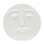 Cer, 10" Sad Face Vase, White