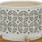 Ceramic 7" Swirl Planter On Stand, Ivory