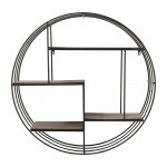 Round Wood/metal Wall Shelf