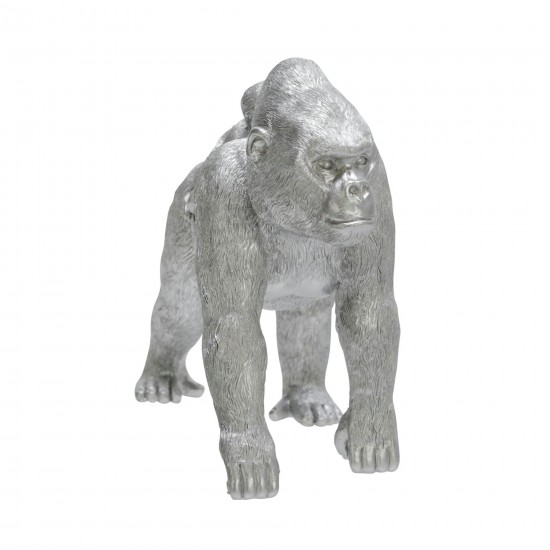 Polyresin 8" Gorilla W/ Baby Figurine, Silver