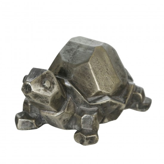 Polyresin 4" Turtle Figurine, Silver